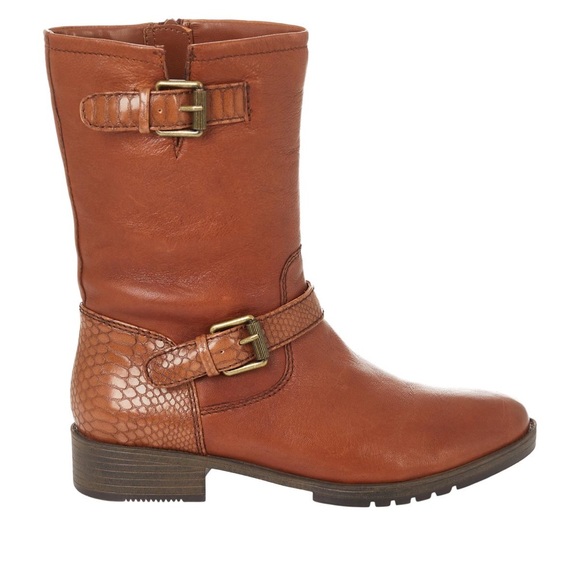 NEVER WORN Naturalizer Genna Leather Zip-Up Midcalf Moto Boot in Cider Spice - Picture 11 of 11